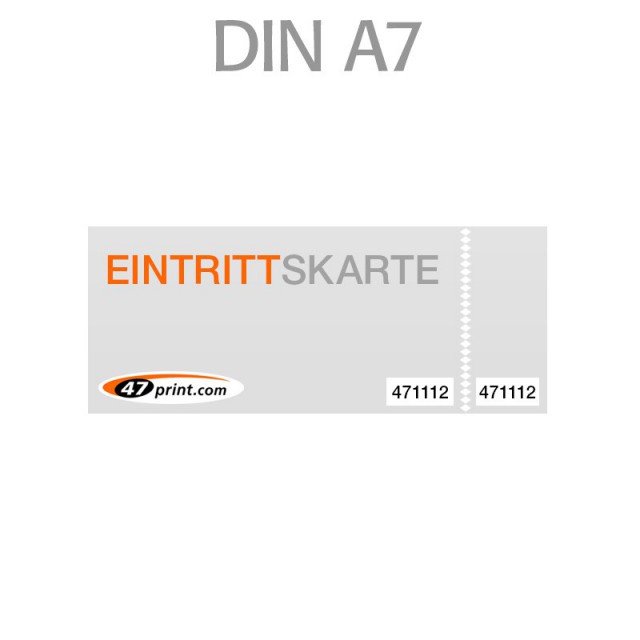 Eintrittskarte DIN A7 105 x 74 mm - 2 x nummeriert und 1 x perforiert