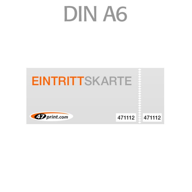 Eintrittskarte DIN A6 148 x 105 mm - 2 x nummeriert und 1 x perforiert