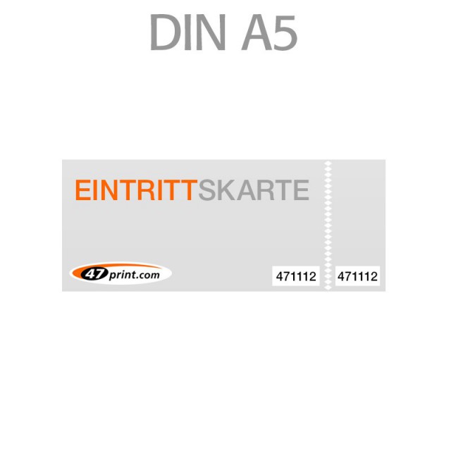 Eintrittskarte DIN A5 210 x 148 mm - 2 x nummeriert und 1 x perforiert