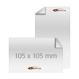 Aufkleber quadratisch 105 x 105 mm Outdoor-Haftfolie weiß mit Hochglanz-UV-Lack