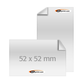 Aufkleber quadratisch 52 x 52 mm Outdoor-Haftfolie weiß mit Hochglanz-UV-Lack