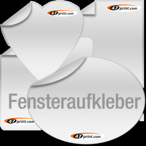 Fensteraufkleber mit Weißdruck auf transparenter Folie