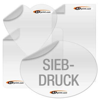 Siebdruck Aufkleber aus transparenter Folie